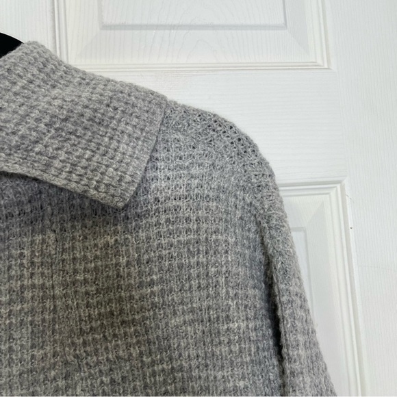 Free People Sidewinder 100% Wool Sweater Oversized Cowl Neck Grey Sz M - Picture 12 of 13